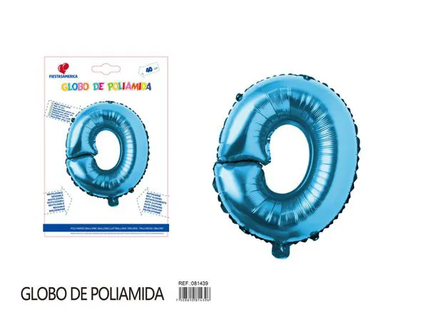 Globo metálico letra O de 16 pulgadas, tipografía gruesa, color azul