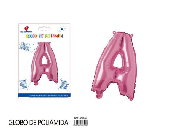 Globo metálico letra A de 16 pulgadas, color rosa