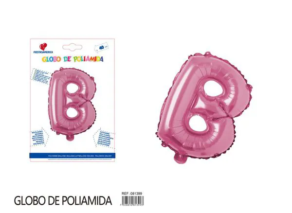 Globo metálico letra B de 16 pulgadas, color rosa