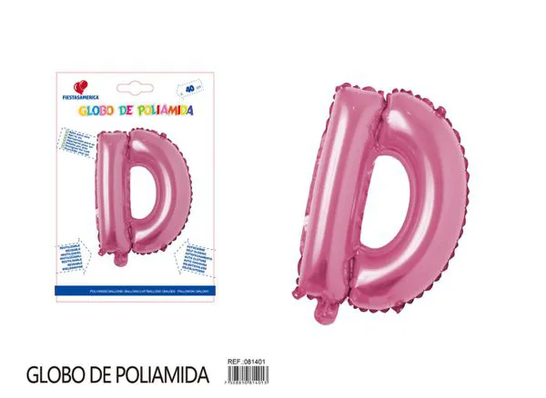 Globo metálico letra D de 16 pulgadas, color rosa