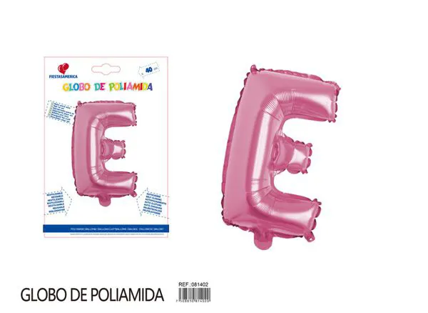 Globo metálico letra E de 16 pulgadas, color rosa