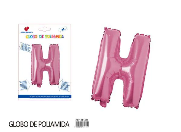 Globo metálico letra H de 16 pulgadas, color rosa