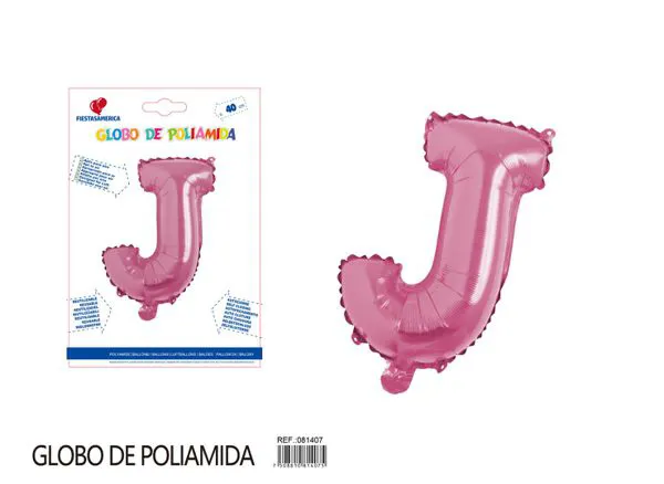 Globo metálico letra J de 16 pulgadas, color rosa