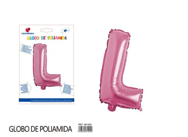 Globo metálico letra L de 16 pulgadas, color rosa