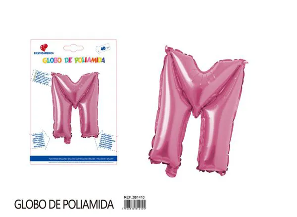 Globo metálico letra M de 16 pulgadas, color rosa