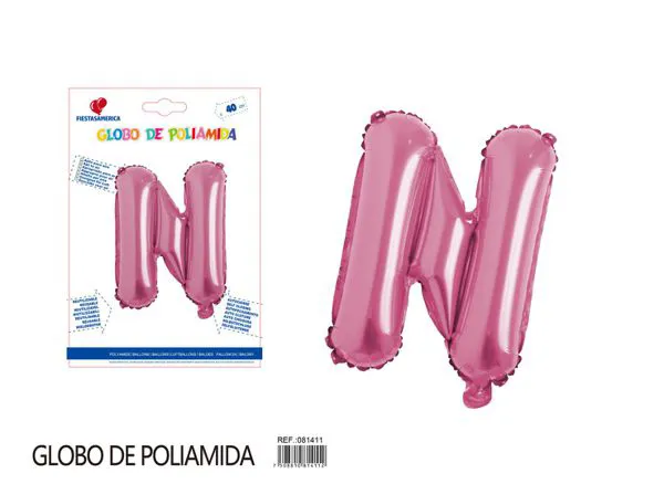 Globo metálico letra N de 16 pulgadas, color rosa