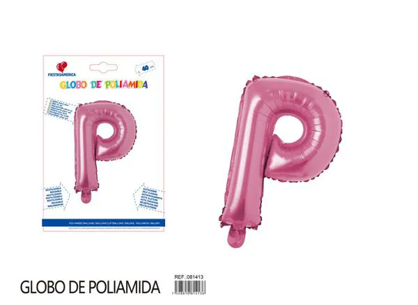 Globo metálico letra P de 16 pulgadas, color rosa