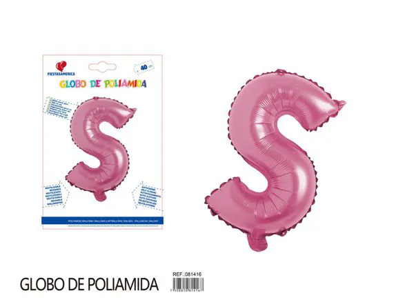 Globo metálico letra S de 16 pulgadas, color rosa