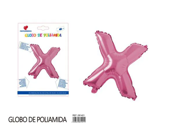 Globo metálico letra X de 16 pulgadas, color rosa