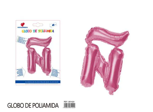 Globo metálico letra Ñ de 16 pulgadas, color rosa