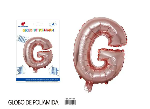 Globo metálico letra G de 16 pulgadas, tipografía gruesa, color oro rosa
