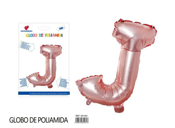 Globo metálico letra J de 16 pulgadas, tipografía gruesa, color oro rosa