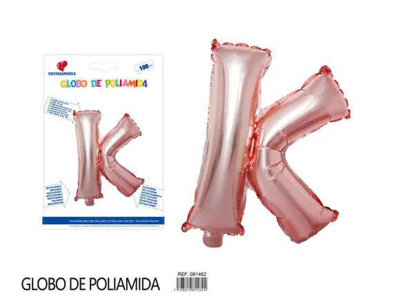 Globo metálico letra K de 16 pulgadas, tipografía gruesa, color oro rosa