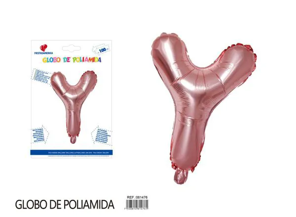 Globo metálico letra Y de 16 pulgadas, tipografía gruesa, color oro rosa