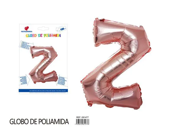 Globo metálico letra Z de 16 pulgadas, tipografía gruesa, color oro rosa