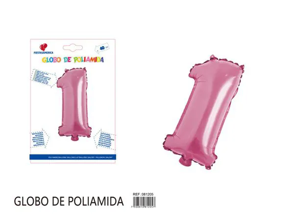 Globo metálico de número de 16 pulgadas, color rosa, número 1