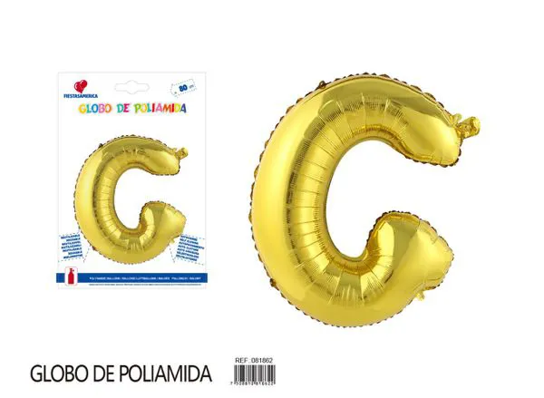 Globo metálico de letra gruesa de 32 pulgadas, color dorado, letra G
