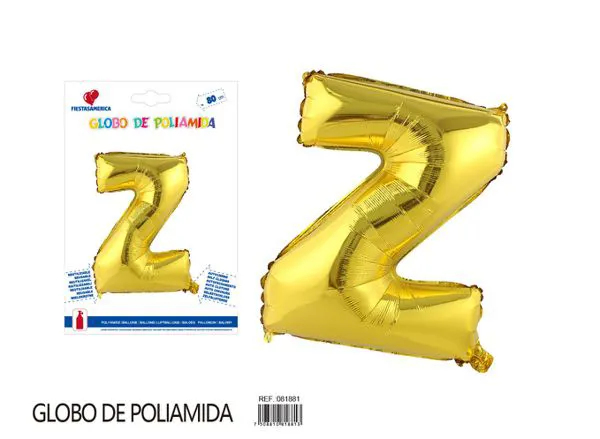 Globo metálico de letra gruesa de 32 pulgadas, color dorado, letra Z