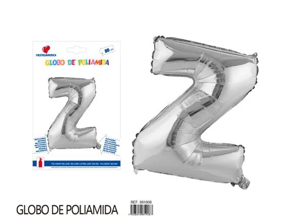 Globo metálico de letra gruesa de 32 pulgadas, color plateado, letra Z