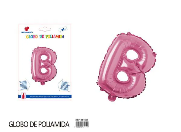 Globo metálico de letra gruesa de 32 pulgadas, color rosa, letra B