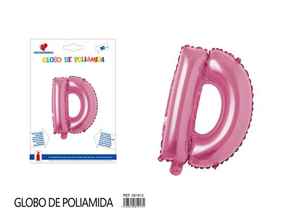 Globo metálico de letra gruesa de 32 pulgadas, color rosa, letra D