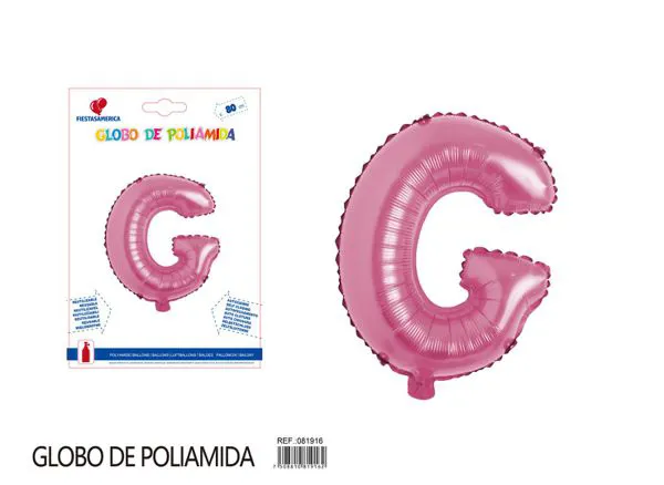 Globo metálico de letra gruesa de 32 pulgadas, color rosa, letra G