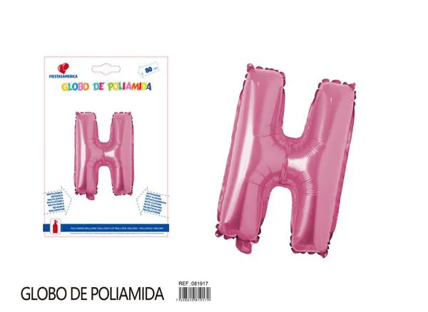 Globo metálico de letra gruesa de 32 pulgadas, color rosa, letra H