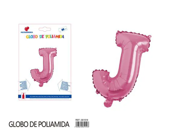 Globo metálico de letra gruesa de 32 pulgadas, color rosa, letra J
