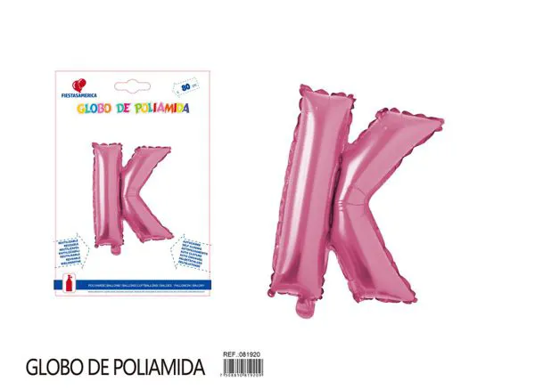 Globo metálico de letra gruesa de 32 pulgadas, color rosa, letra K