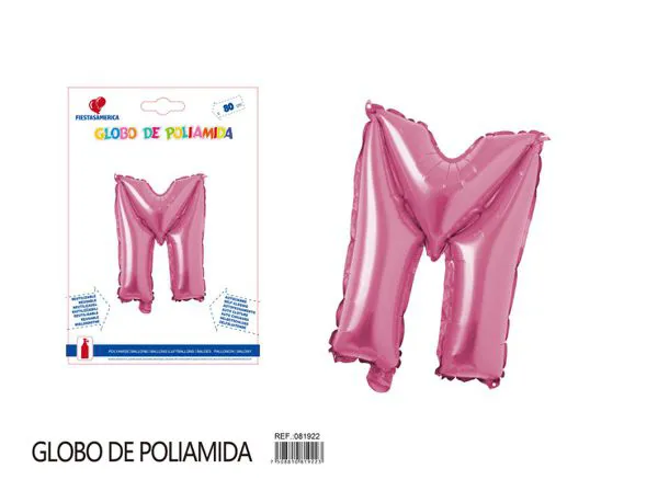 Globo metálico de letra gruesa de 32 pulgadas, color rosa, letra M