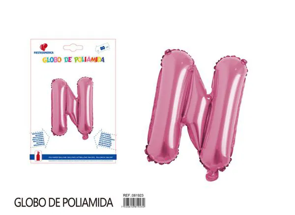 Globo metálico de letra gruesa de 32 pulgadas, color rosa, letra N