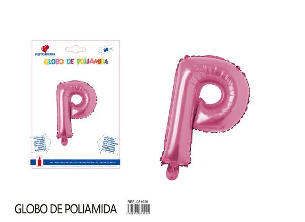 Globo metálico de letra gruesa de 32 pulgadas, color rosa, letra P