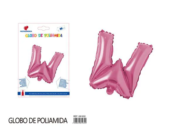 Globo metálico de letra gruesa de 32 pulgadas, color rosa, letra W