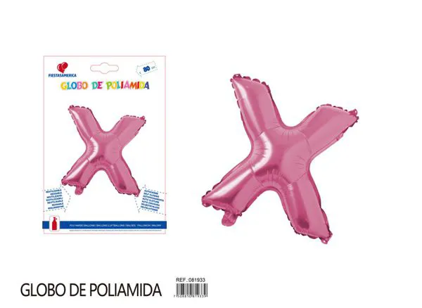 Globo metálico de letra gruesa de 32 pulgadas, color rosa, letra X