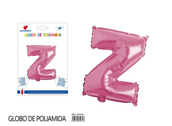 Globo metálico de letra gruesa de 32 pulgadas, color rosa, letra Z