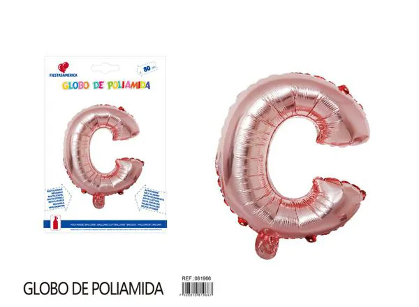 Globo metálico de letra gruesa de 32 pulgadas, color oro rosa, letra C