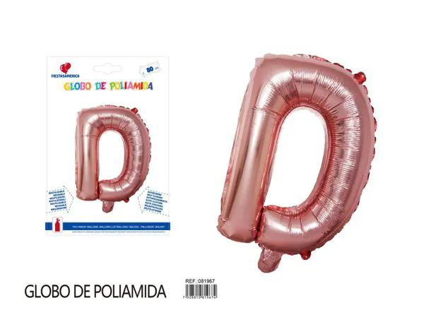 Globo metálico de letra gruesa de 32 pulgadas, color oro rosa, letra D