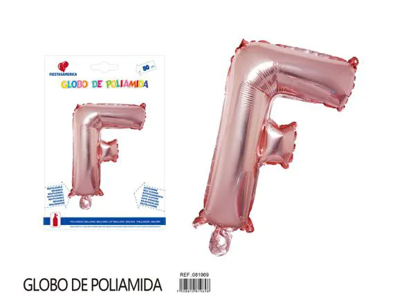 Globo metálico de letra gruesa de 32 pulgadas, color oro rosa, letra F