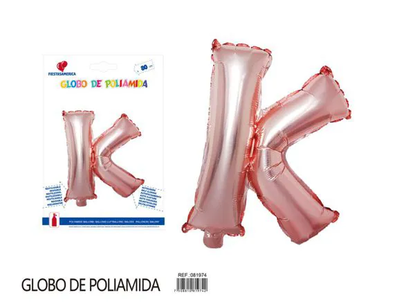 Globo metálico de letra gruesa de 32 pulgadas, color oro rosa, letra K