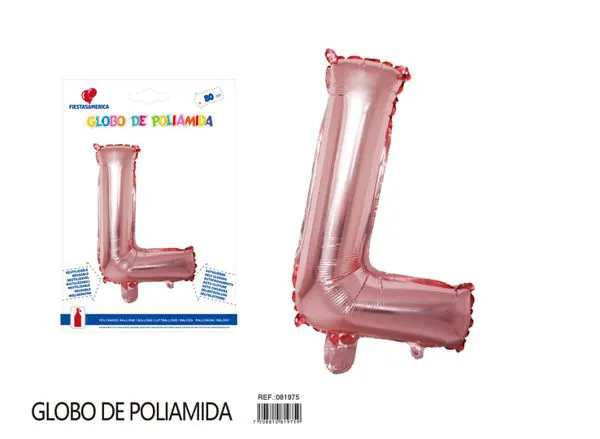 Globo metálico de letra gruesa de 32 pulgadas, color oro rosa, letra L
