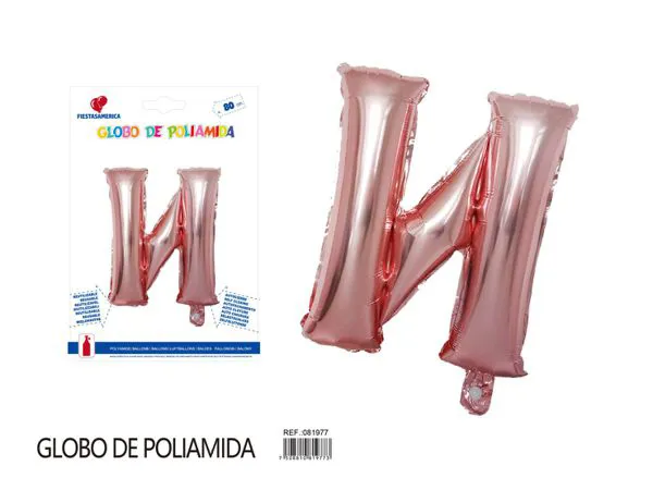 Globo metálico de letra gruesa de 32 pulgadas, color oro rosa, letra N