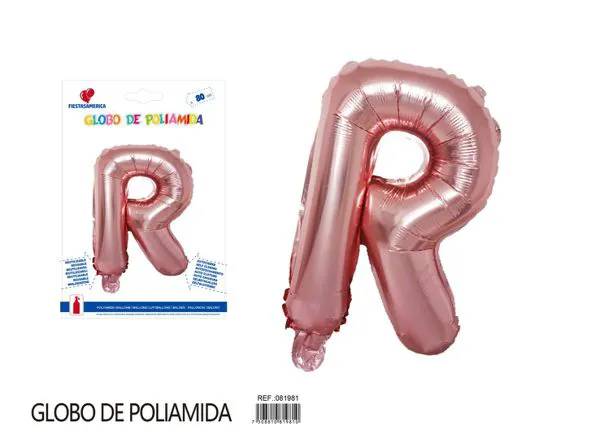 Globo metálico de letra gruesa de 32 pulgadas, color oro rosa, letra R