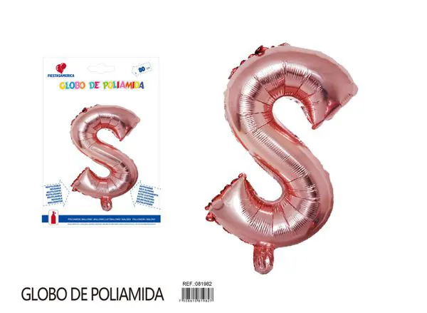 Globo metálico de letra gruesa de 32 pulgadas, color oro rosa, letra S