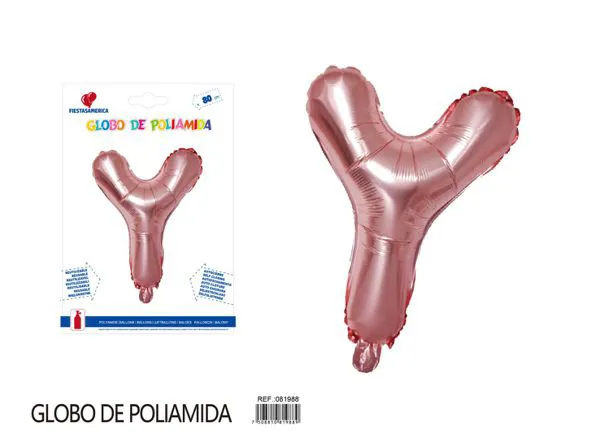 Globo metálico de letra gruesa de 32 pulgadas, color oro rosa, letra Y