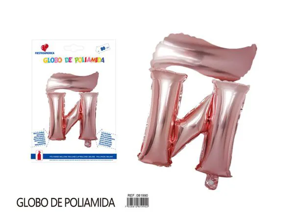 Globo metálico de letra gruesa de 32 pulgadas, color oro rosa, letra Ñ