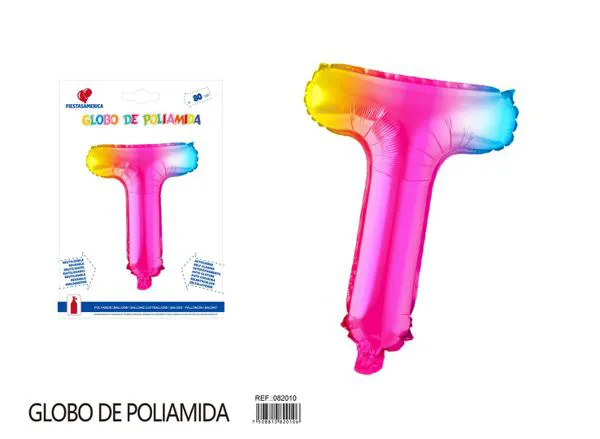 Globo metálico letra de 32 pulgadas, degradado, letra T