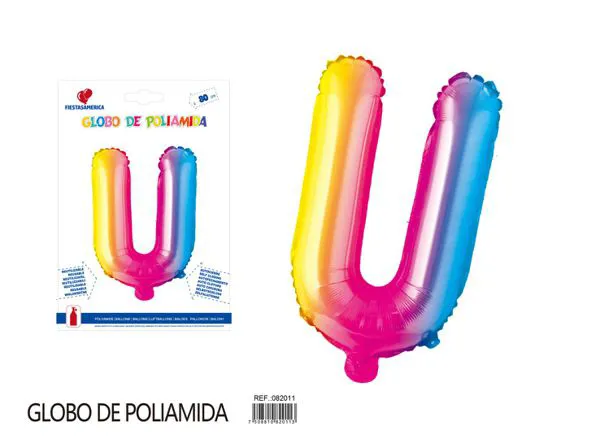 Globo metálico letra de 32 pulgadas, degradado, letra U