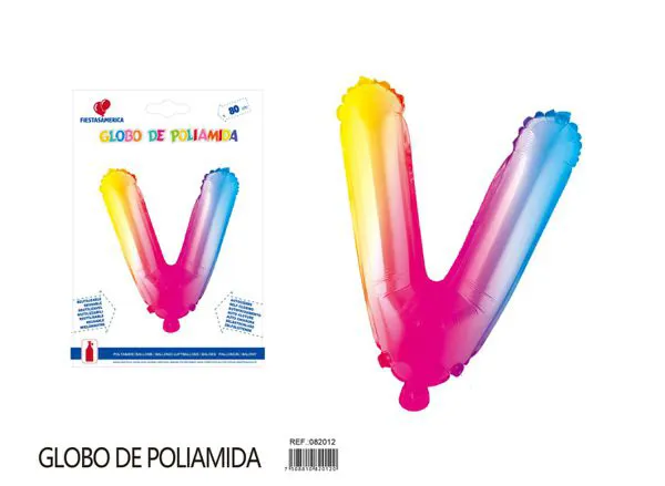 Globo metálico letra de 32 pulgadas, degradado, letra V