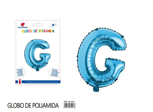 Globo metálico letra de 32 pulgadas, cuerpo grueso, color azul, letra G