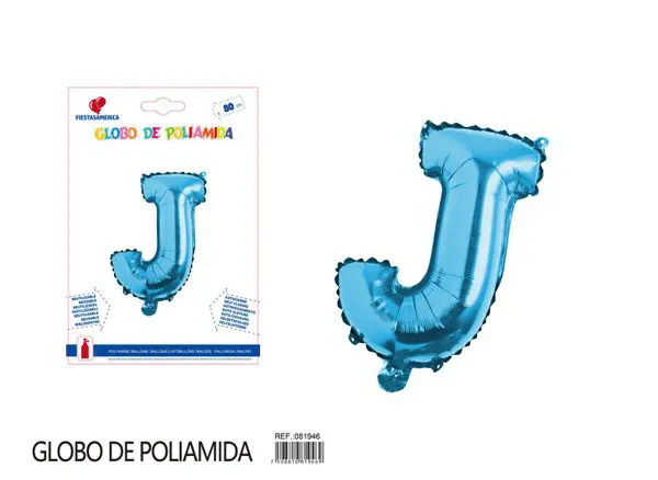 Globo metálico letra de 32 pulgadas, cuerpo grueso, color azul, letra J